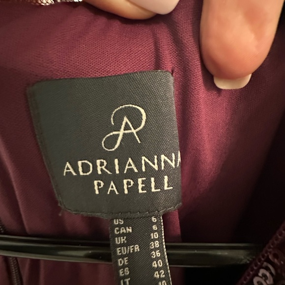 Adrianna Papell Long Sleeve Stretch Sequin Mermaid Gown Cassis 6 - Picture 8 of 9